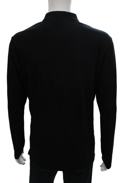 Paul Smith Mens Polo Black Organic Cotton Collared Long Sleeve Size L