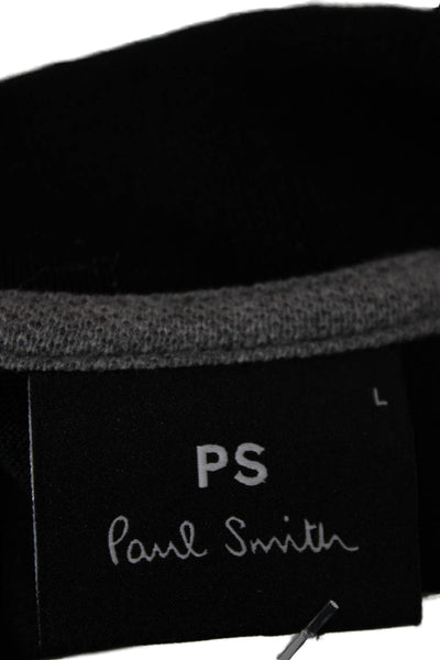 Paul Smith Mens Polo Black Organic Cotton Collared Long Sleeve Size L
