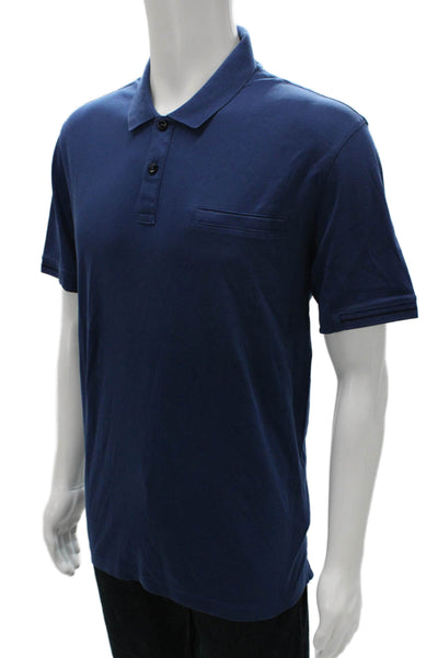 Boss Hugo Boss Mens Polo Collared Button Short Sleeve Blue Cotton Size XL