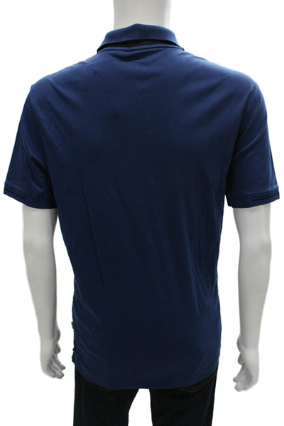 Boss Hugo Boss Mens Polo Collared Button Short Sleeve Blue Cotton Size XL