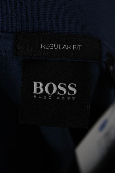 Boss Hugo Boss Mens Polo Collared Button Short Sleeve Blue Cotton Size XL