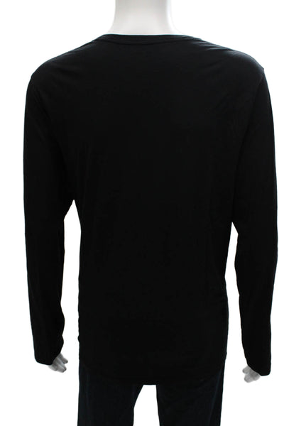 Vince Mens Long Sleeve Pima Cotton T-Shirt Black Crew Neck Size XL