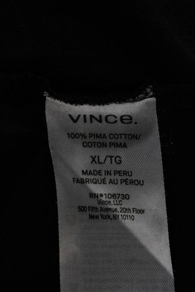 Vince Mens Long Sleeve Pima Cotton T-Shirt Black Crew Neck Size XL
