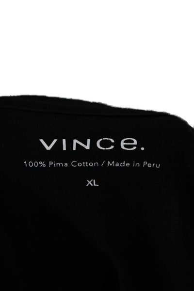 Vince Mens Long Sleeve Pima Cotton T-Shirt Black Crew Neck Size XL
