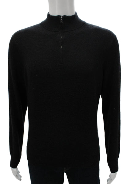 Black Brown 1826 Mens Merino Wool High Neck Pullover Long Sleeve Black Size 2XL