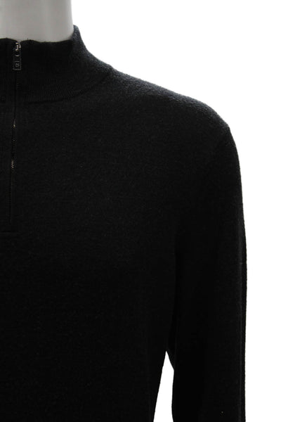 Black Brown 1826 Mens Merino Wool High Neck Pullover Long Sleeve Black Size 2XL