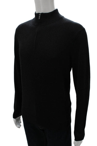 Black Brown 1826 Mens Merino Wool High Neck Pullover Long Sleeve Black Size 2XL