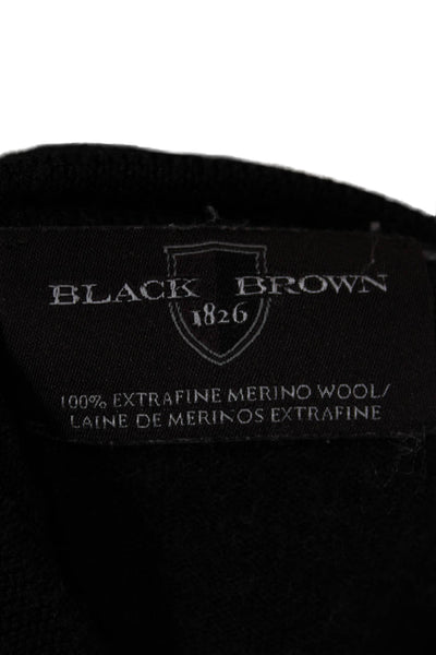 Black Brown 1826 Mens Merino Wool High Neck Pullover Long Sleeve Black Size 2XL