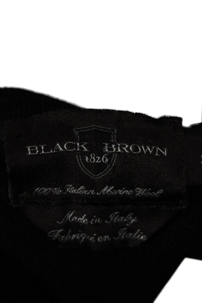 Black Brown 1826 Mens Merino Collared Pullover Sweater Black Button Size XL