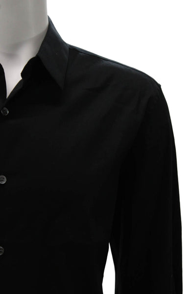 Theory Mens Black Collared Long Sleeve Button-Up Shirt Cotton Blend Size 2XL