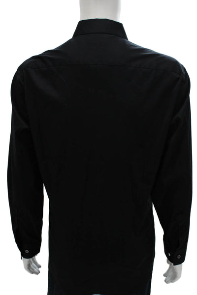 Theory Mens Black Collared Long Sleeve Button-Up Shirt Cotton Blend Size 2XL