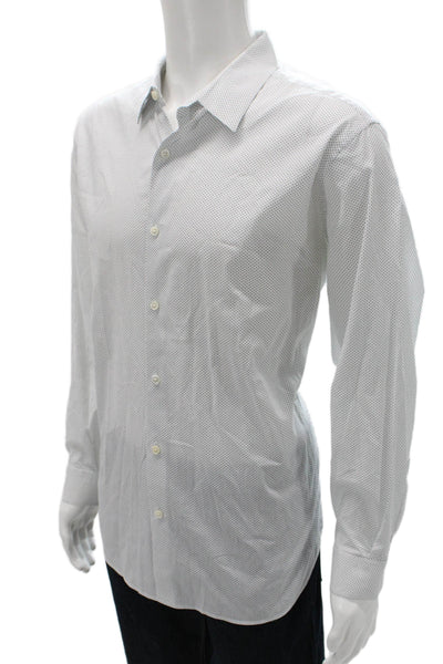 Theory Mens White Polka Dot Collared Button Up Long Sleeve Shirt Size 2XL