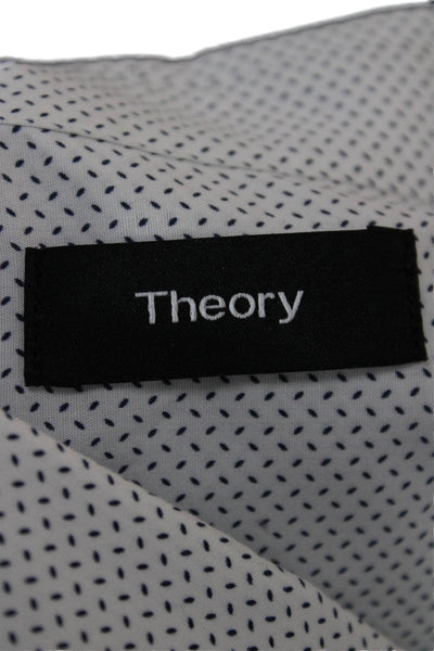 Theory Mens White Polka Dot Collared Button Up Long Sleeve Shirt Size 2XL