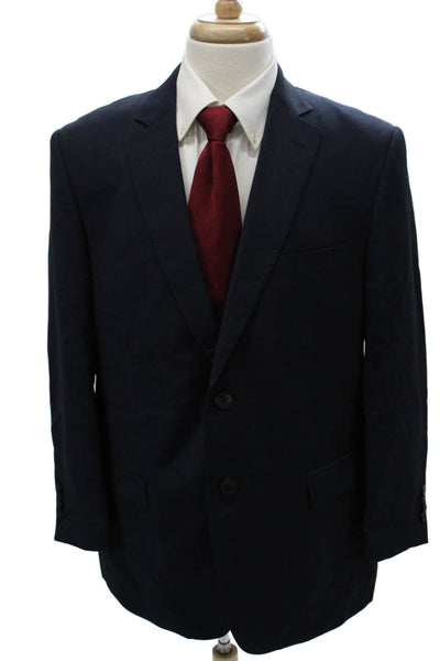 Pal Zileri Mens Blue Wool Blazer Button Closure Size 48