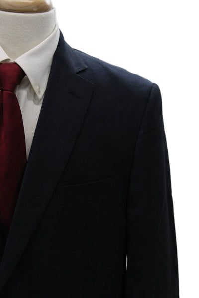 Pal Zileri Mens Blue Wool Blazer Button Closure Size 48