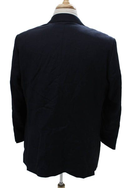 Pal Zileri Mens Blue Wool Blazer Button Closure Size 48