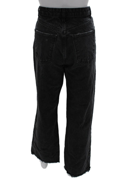 Zara Womens Straight Jeans Black High Rise Cotton Inseam 32 Size 6