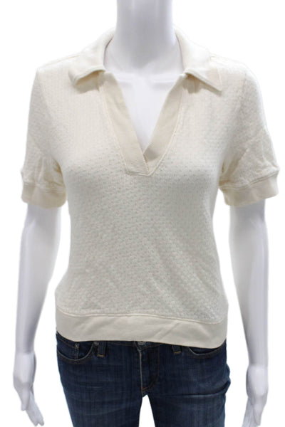 Madewell Womens Ivory Cotton Collared Short Sleeve Basic Polo Size S