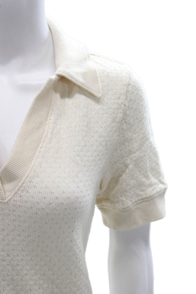 Madewell Womens Ivory Cotton Collared Short Sleeve Basic Polo Size S