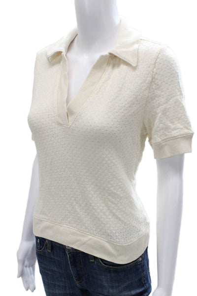 Madewell Womens Ivory Cotton Collared Short Sleeve Basic Polo Size S