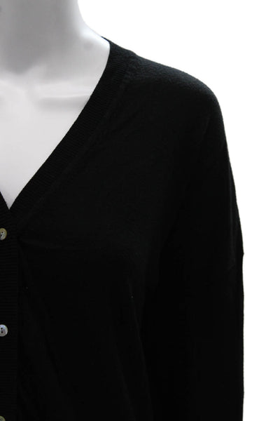 Zara Women Cardigan Black V Neck Cotton Long Sleeve Size M