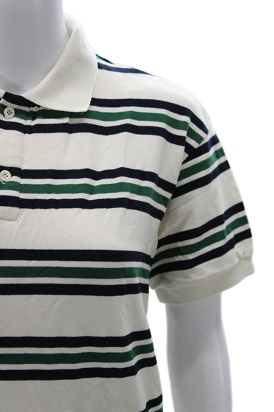 Lioness Women Ivory Striped Cotton Collared Short Sleeve Basic Polo Top Size L