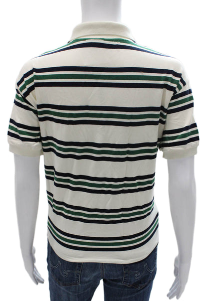 Lioness Women Ivory Striped Cotton Collared Short Sleeve Basic Polo Top Size L
