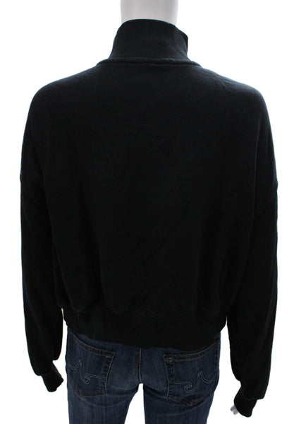 Nike Womens Black Cotton Pullover Sweatshirt Mock Neck Zip Size L