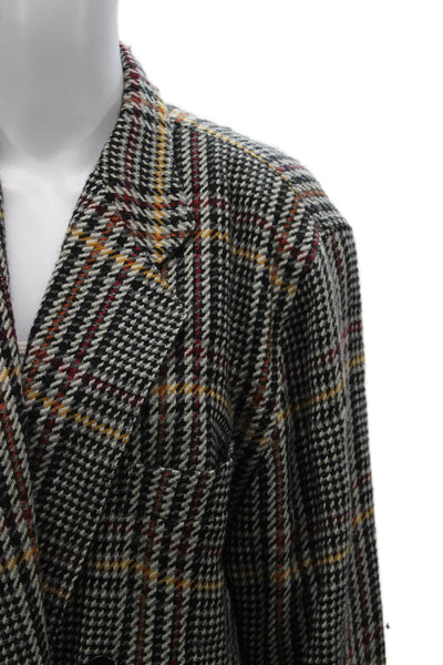 Bogner Women Plaid Wool Blazer Button Multi-Color Size 38