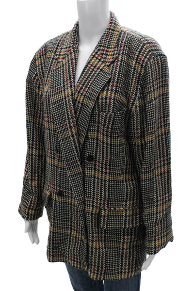 Bogner Women Plaid Wool Blazer Button Multi-Color Size 38