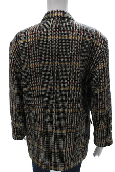 Bogner Women Plaid Wool Blazer Button Multi-Color Size 38