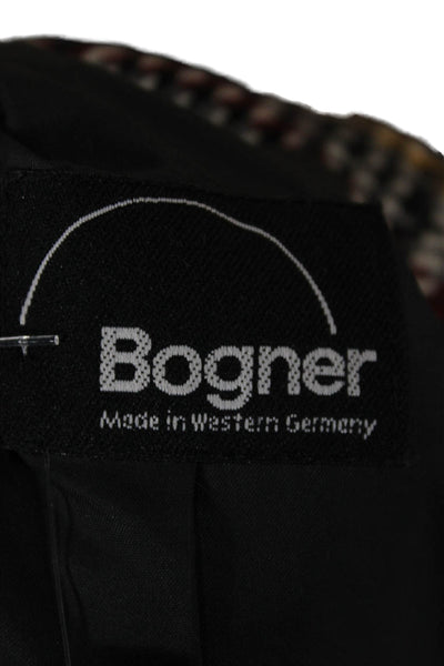 Bogner Women Plaid Wool Blazer Button Multi-Color Size 38