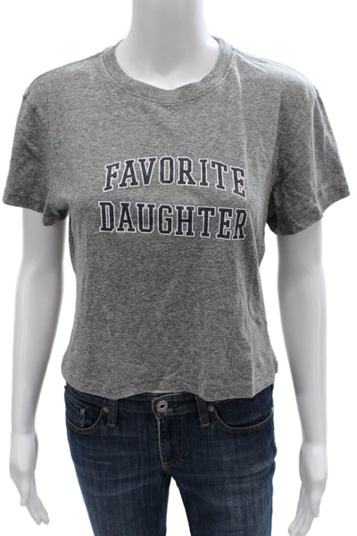 Favorite Daughter Women Cropped T-Shirt Gray Crew Neck Short Sleeve Size S