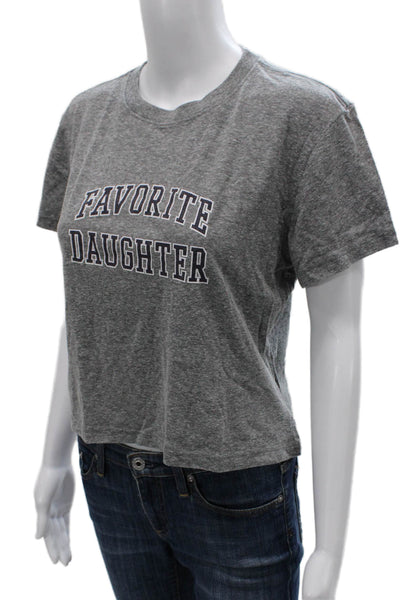 Favorite Daughter Women Cropped T-Shirt Gray Crew Neck Short Sleeve Size S