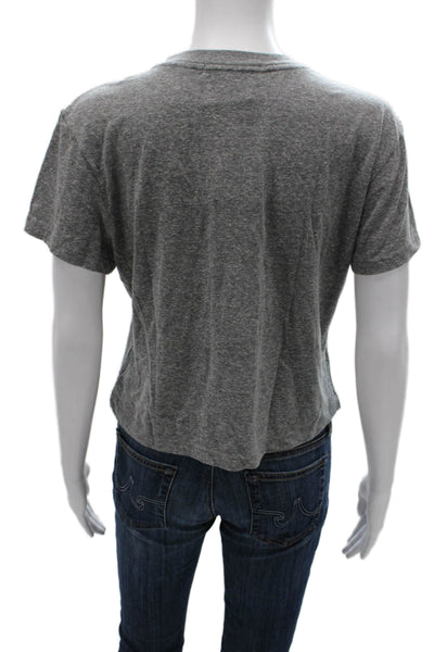 Favorite Daughter Women Cropped T-Shirt Gray Crew Neck Short Sleeve Size S
