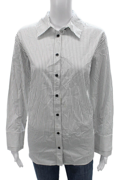 Zara Womens Striped Collared Cotton Button-Up Long Sleeve Basic Size M