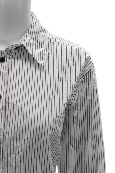 Zara Womens Striped Collared Cotton Button-Up Long Sleeve Basic Size M