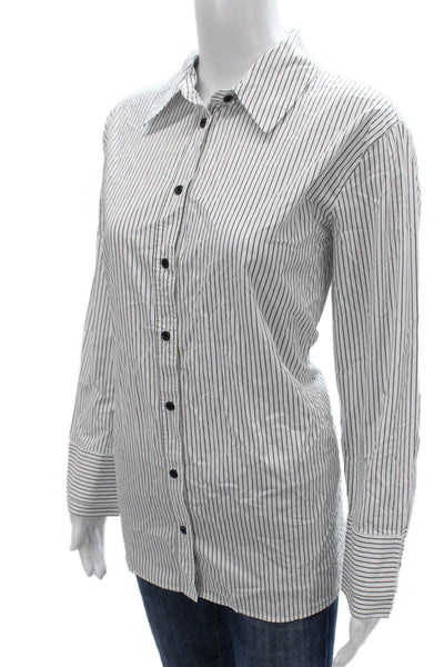 Zara Womens Striped Collared Cotton Button-Up Long Sleeve Basic Size M