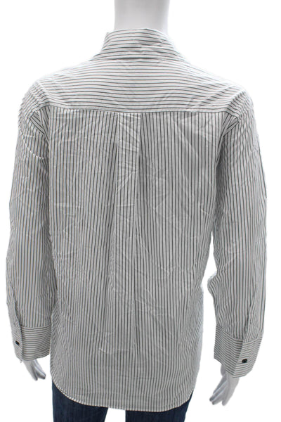 Zara Womens Striped Collared Cotton Button-Up Long Sleeve Basic Size M