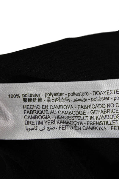 Zara Womens Collared Long Sleeve Basic Button-Up Black Polyester Top Size S