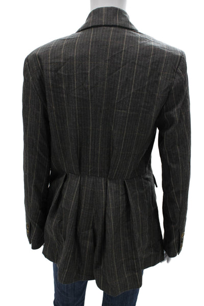 Free People Womens Gray Striped Basic Jacket Button Long Sleeve Size XS