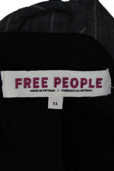 Free People Womens Gray Striped Basic Jacket Button Long Sleeve Size XS