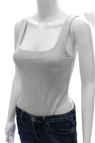 Babaton Womens One Piece Bodysuit Gray Round Neck Sleeveless Size M
