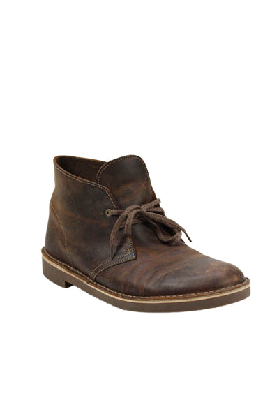 Clarks Mens Leather Lace Up Ankle Boots Shoes Dark Brown Size 10.5M