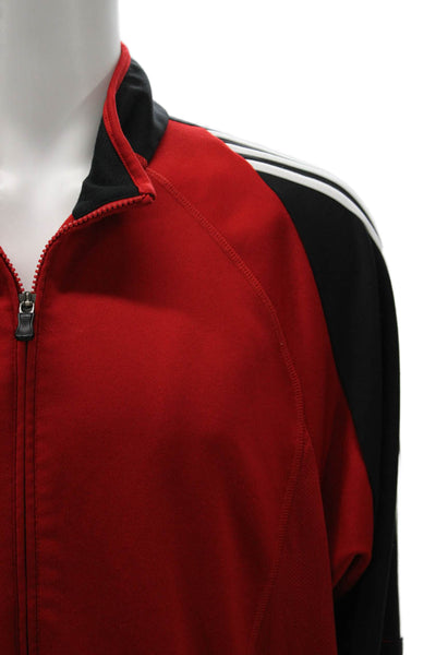 Adidas Mens Red Colorblock Track Jacket Polyester Long Sleeve Zip Size XL