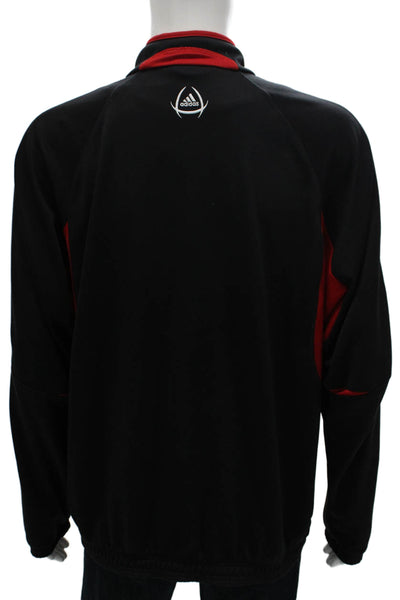 Adidas Mens Red Colorblock Track Jacket Polyester Long Sleeve Zip Size XL