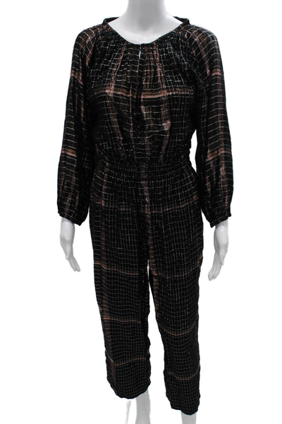 Apiece Apart Womens Black Viscose Long Sleeve Round Neck Jumpsuit Size 0