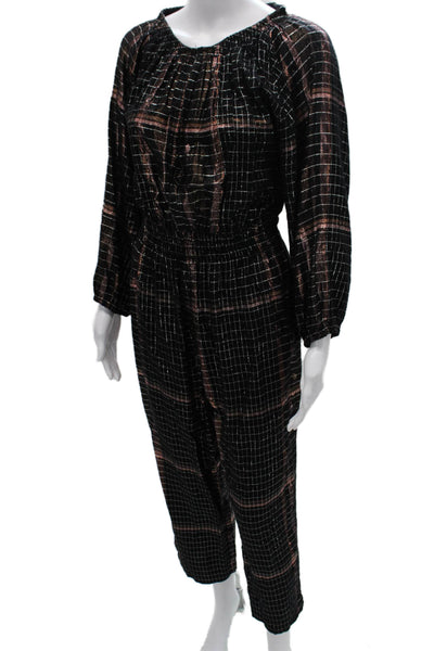 Apiece Apart Womens Black Viscose Long Sleeve Round Neck Jumpsuit Size 0