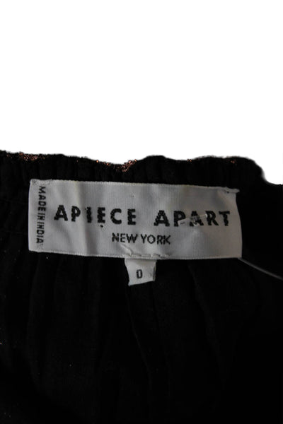 Apiece Apart Womens Black Viscose Long Sleeve Round Neck Jumpsuit Size 0