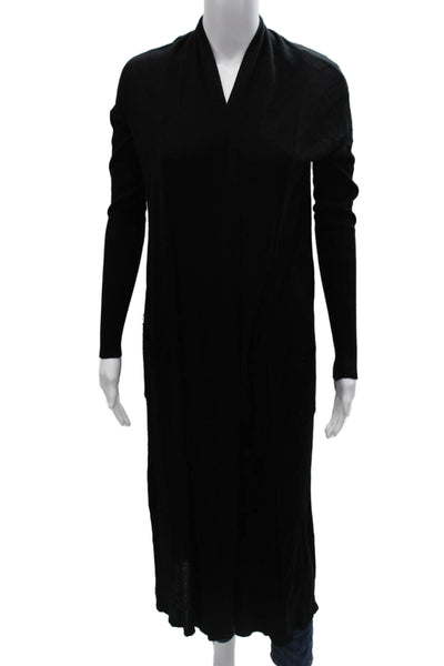 Zara Knit Women Cardigan V-Neck Long Sleeve Black Viscose Size S